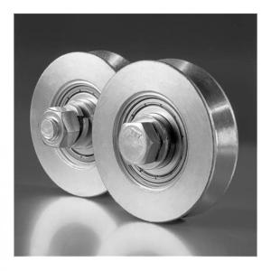 RUEDA PORTON EN V C/BUJE Y TORNILLO 120MM